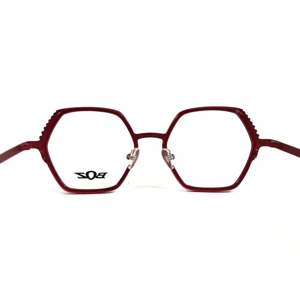 BOZ by J.F. Rey Eyeglasses Frames MADYSSON 3535 Shiny Red Hexagonal 51-17-140